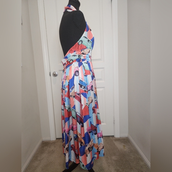 Designer Inspired Summer Dress Medium Pop Red White Blue - Picture 4 of 14